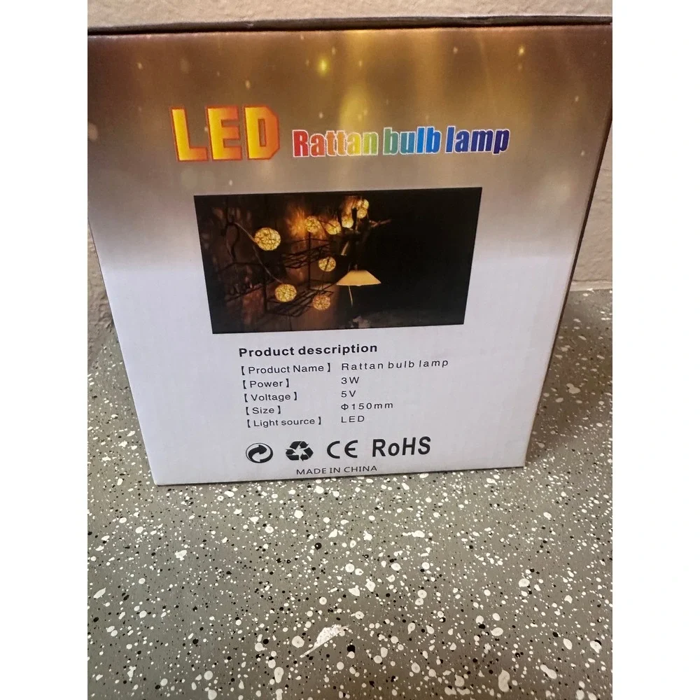 LED Rattan Bulb‎ Lamp Orb Globe Night Light Decorative Home Decor Lighting